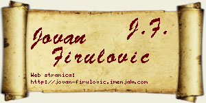 Jovan Firulović vizit kartica